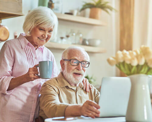 Elderly Couple On Computer